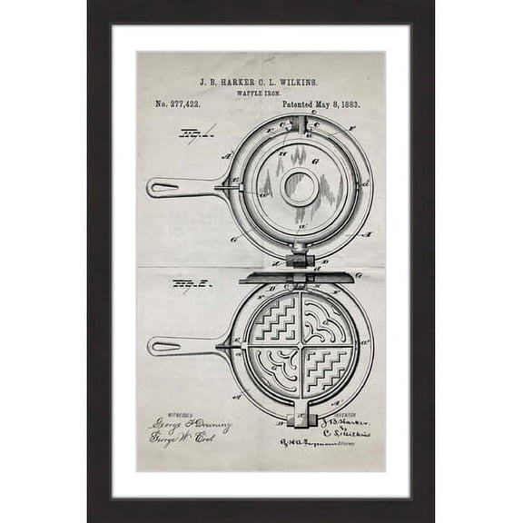 "Waffle Iron 1883 Old Paper" Framed Painting Print