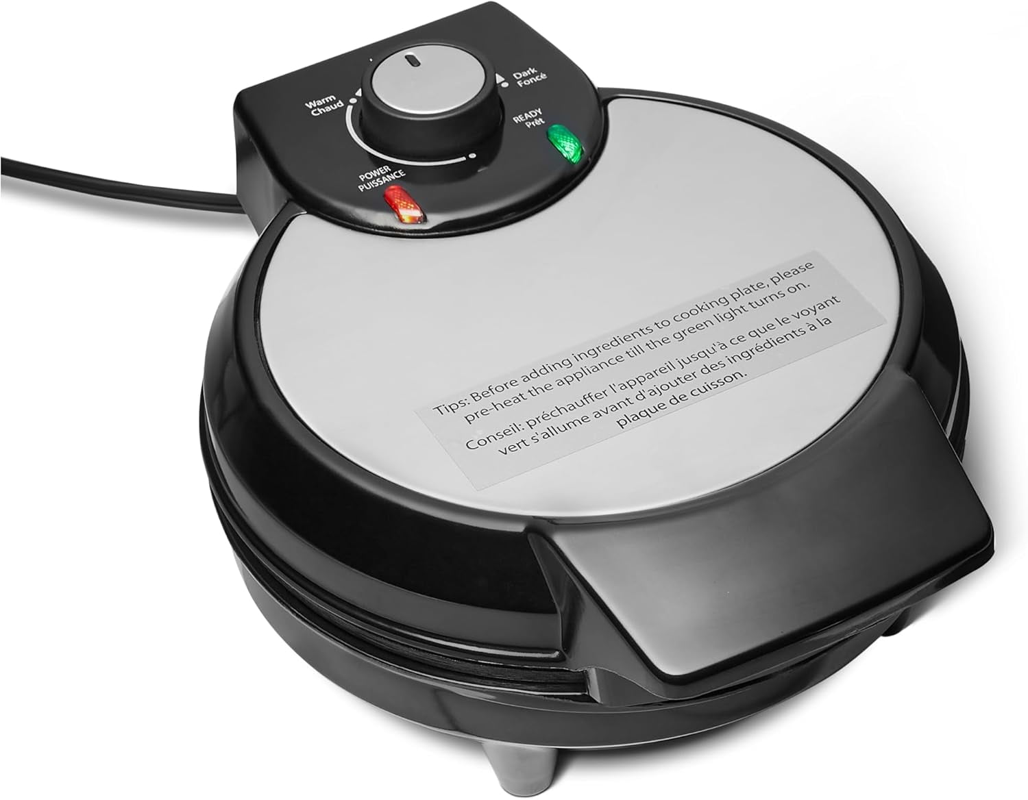 Waffle Iron, Mini Belgian Waffle Maker with Round 8-Inch Ceramic Nonstick Plate, Adjustable Browning Control, Cool Touch Handle, Vertical Storage, 8 Inches, Black