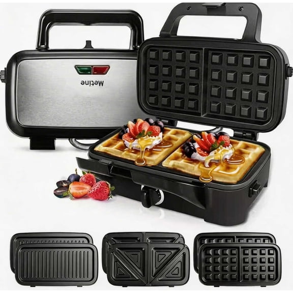 Waffle Iron with Removable Plates, 1200W, 5-Gear Temperature Control, Cool Touch Handle, Easy Clean, Standard Size Bestseling