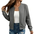 thumbnail image 1 of Waffle Jacket Women, Yigetop Lightweight Jacket Women Casual Zip Up Jacket with Pockets Slim Fit Cute Fall Jcakets Winter Coats Light Weight Jackets Womens Dark Gray M, 1 of 1
