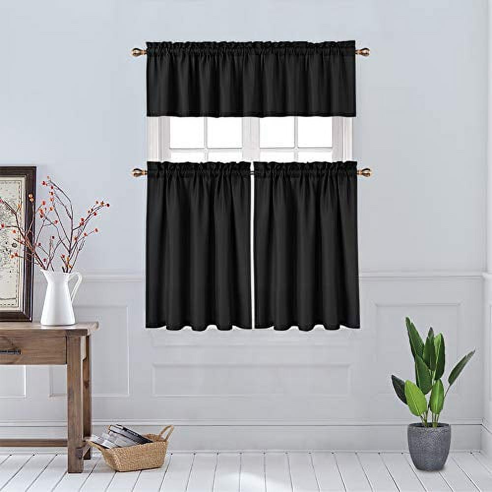 Black kitchen sale curtains