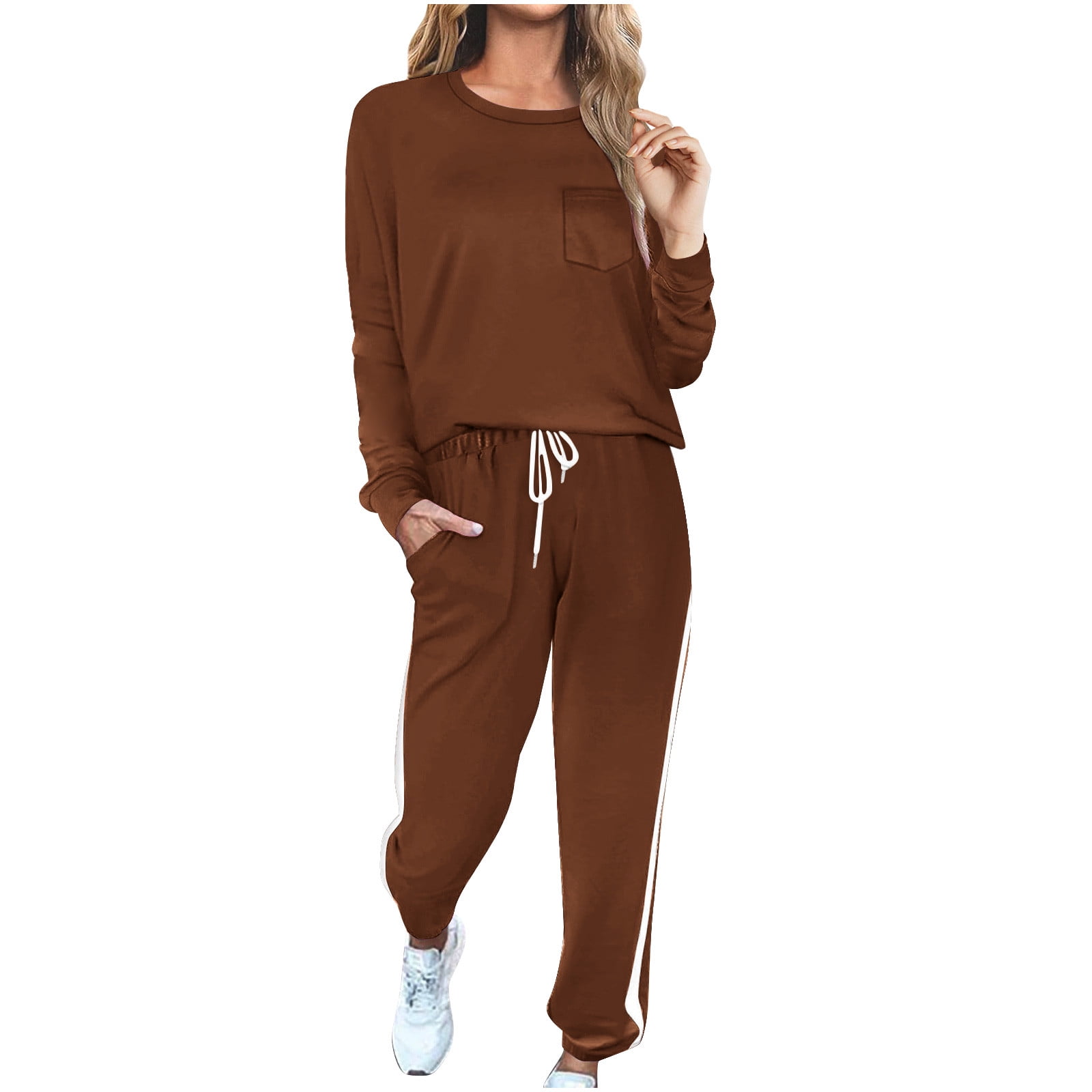 COZYPOIN Women's Fleece Sweatsuit 2 Piece Set | Pullover Sweatshirt And Jogger Pants Outfit | Lounge Loungewear