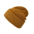 thumbnail image 1 of Waffle Knit Beanie - Unisex Cuffed Winter Hat with Textured Weave, Cozy Warm Slouchy Cap for Men and Women-Yellow, 1 of 3