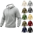 thumbnail image 1 of Waffle Knit Hooded Sweatshirts for Men Long Sleeve Drawstring Casual Zip Hoodie Training Hoodie, 1 of 5