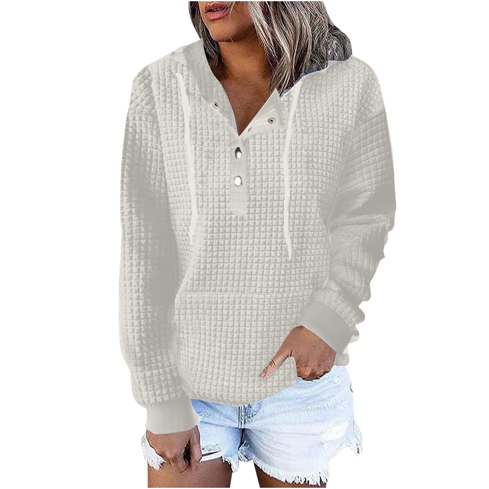 Waffle knit 2025 hoodie women's