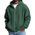 thumbnail image 1 of Waffle Knit Hoodies for Men Full Zip Hooded Cardigan with Pocket Lightweight Loose Fit Athletic Jackets 2026 Fall Outfits for Men(Dark Green,S), 1 of 7