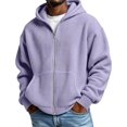 thumbnail image 1 of Waffle Knit Hoodies for Men Full Zip Hooded Cardigan with Pocket Lightweight Loose Fit Athletic Jackets 2026 Fall Outfits for Men(Purple,M), 1 of 7