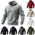 thumbnail image 1 of Waffle Knit Hoodies for Men Pullover Comfy Athletic Hooded Sweatshirt Outdoor Travel Hoodie Sweatshirts Army Green M, 1 of 4