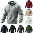 thumbnail image 1 of Waffle Knit Hoodies for Men Pullover Comfy Athletic Hooded Sweatshirt Outdoor Travel Hoodie Sweatshirts Dark Gray 4XL, 1 of 4