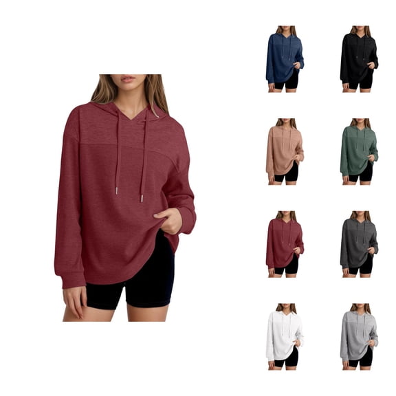 Waffle Knit Hoodies for Women 2025 Fall Winter Long Sleeve Casual Plain Hooded Sweatshirt Pullover Tops