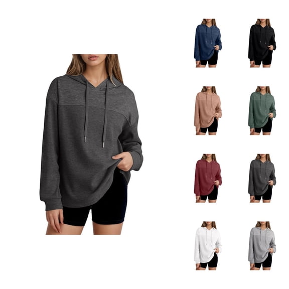 Waffle Knit Hoodies for Women 2025 Fall Winter Long Sleeve Casual Plain Hooded Sweatshirt Pullover Tops