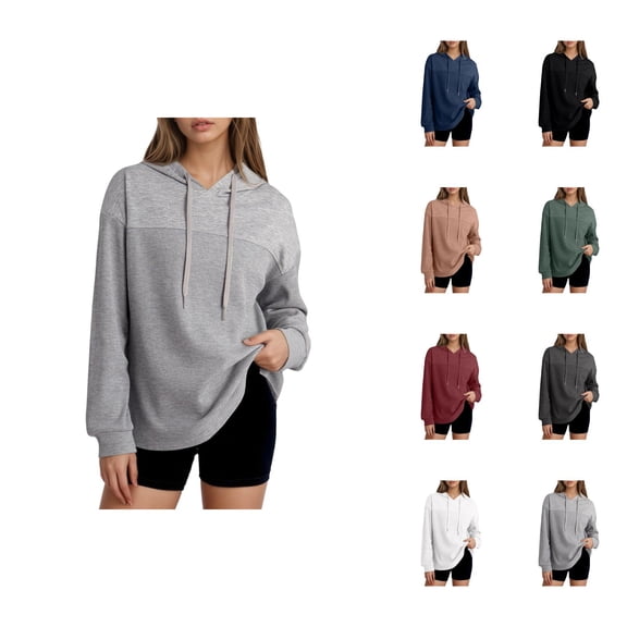 Waffle Knit Hoodies for Women 2025 Fall Winter Long Sleeve Casual Plain Hooded Sweatshirt Pullover Tops