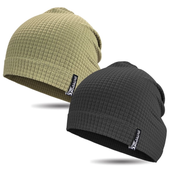 Waffle Knit Jersey Beanie Hat for Men & Women – Lightweight, Breathable, Soft Stretch Skull Cap for Hiking, Running, Travel & Everyday Wear
