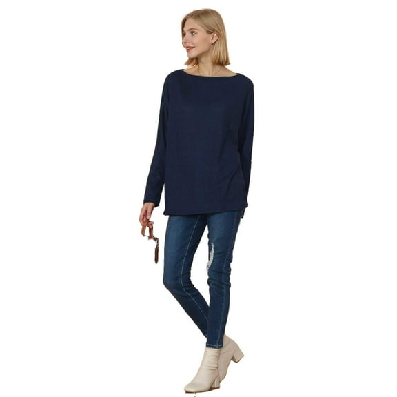 Waffle Knit Off Shoulder Oversized Sweater Blue Small