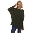 thumbnail image 1 of Waffle Knit Off Shoulder Oversized Sweater Dark Green Small, 1 of 4
