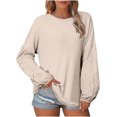 thumbnail image 1 of Waffle Knit Shirts Womens Casual Loose Pullover Tops Long Lantern Sleeve Tunic Crewneck Tee Blouses, 1 of 6