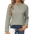 thumbnail image 1 of Waffle Knit Shirts for Women Green M, 1 of 8