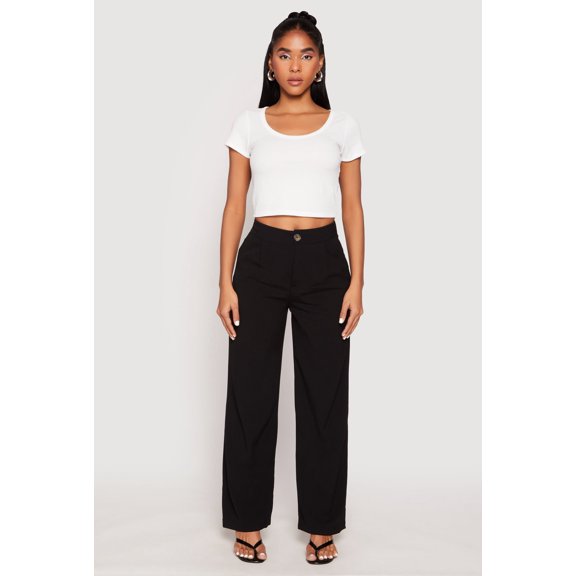 Women's Waffle Knit Short Sleeve Crop Top