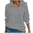 thumbnail image 1 of Waffle Knit Sweatshirts Lapel Collar Quarter Zip Pullover for Women Long Sleeve Loose Fit Casual Fall Winter Tops (X-Large, Gray), 1 of 5