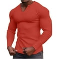 thumbnail image 1 of Waffle Knit Sweatshirts for Men Long Sleeve Muscle Shirt Breathable Stretch Fit V-Neck Gym Workout Tops, 1 of 5