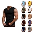 thumbnail image 1 of Waffle Knit Tank Tops Men Lightweight Breathable V Neck Muscle Sleeveless Shirt Athletic Running Gym Tanks, 1 of 6