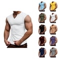 thumbnail image 1 of Waffle Knit Tank Tops Men Lightweight Breathable V Neck Muscle Sleeveless Shirt Athletic Running Gym Tanks, 1 of 7