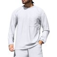 thumbnail image 1 of Waffle Knit Tops for Men Long Sleeve Cotton Blend Crew Neck Loose Fit Pullover Basic Tees, 1 of 8