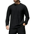 thumbnail image 1 of Waffle Knit Tops for Men Long Sleeve Cotton Blend Crew Neck Loose Fit Pullover Basic Tees, 1 of 8