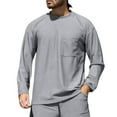 thumbnail image 1 of Waffle Knit Tops for Men Long Sleeve Cotton Blend Crew Neck Loose Fit Pullover Basic Tees, 1 of 8
