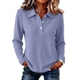 thumbnail image 1 of Waffle Knit Tops for Women Long Sleeve Collared Work Golf Polo Shirts Business Casual Loose Fit Blouses, 2XL, 1 of 5