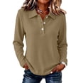 thumbnail image 1 of Waffle Knit Tops for Women Long Sleeve Collared Work Golf Polo Shirts Business Casual Loose Fit Blouses, L, 1 of 5