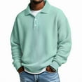 thumbnail image 1 of Waffle Long Sleeve Polo Shirts for Men Big and Tall Golf Shirt Casual Collared Heavyweight T Shirts Textured Knit Tops Mint Green 4XL, 1 of 3