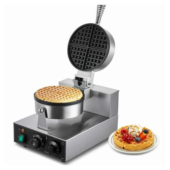 Waffle Maker 1230W, Commercial Belgian Waffle Iron, Non-Stick Stainless Steel Baker, Temp & Time Control, Adjustable, for Restaurant & Home