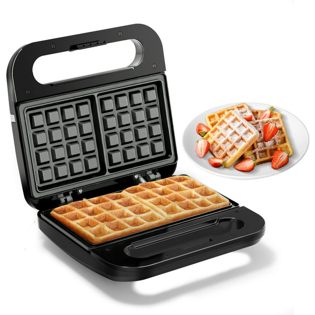 Compact 2Slice NonStick Waffle Maker with Indicator Lights, Cool