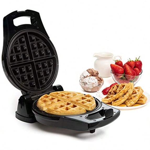 Waffle Maker Electric Flip Waffle Machine with Adjustable Temperature Control Non-Stick Grids for Smooth Release Compact 8-Inch Round Waffle Maker Black