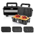 thumbnail image 1 of Waffle Maker with Removable Plates, 1082W Electric Panini Press Grill w/Non-stick Plates, Indicator Lights, Sandwich Maker w/ 5-gear Temperature Control for Breakfast Grilled Cheese Steak, 1 of 9