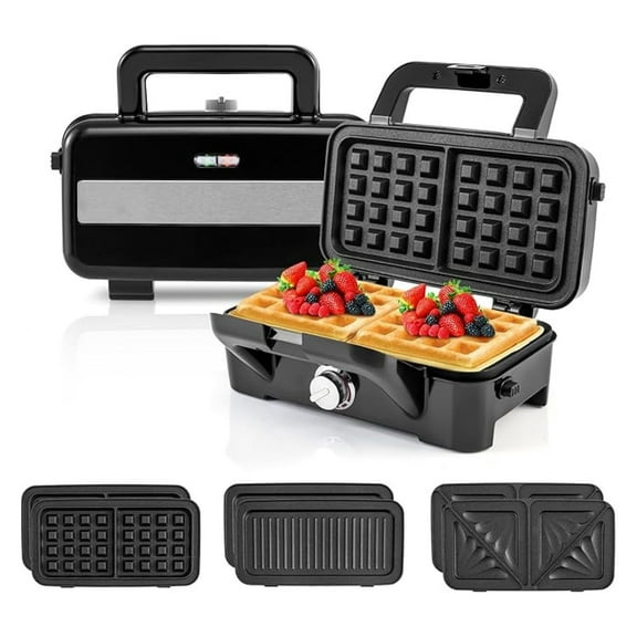 Waffle Maker with Removable Plates, 1082W Electric Panini Press Grill w/Non-stick Plates, Indicator Lights, Sandwich Maker w/ 5-gear Temperature Control for Breakfast Grilled Cheese Steak