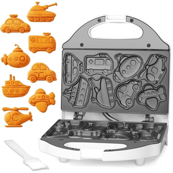 Waffle Maker for , Halloween & Christmas Mini Waffle Maker, 8 Fun Shaped Mini Pancake Maker, Non Stick Surface, Excellent , White