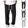 thumbnail image 1 of Waffle Pants Men Textured Drawstring Waist Solid Wide Leg Trousers Loose Fit Lightweight Breathable Hiking Sweatpants Black M, 1 of 3