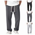 thumbnail image 1 of Waffle Pants Men Textured Drawstring Waist Solid Wide Leg Trousers Loose Fit Lightweight Breathable Hiking Sweatpants Dark Gray XXL, 1 of 3