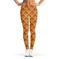 thumbnail image 1 of Waffle Pattern Print Leggings, Food Lover Sexy Yoga Leggings For Women., 1 of 5