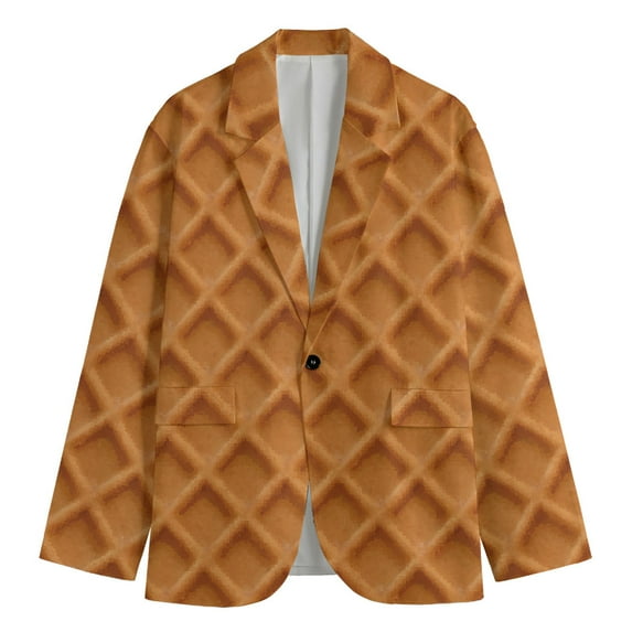 Waffle Pattern Print Men'S Blazer, Food Lover Fun Novelty Blazer
