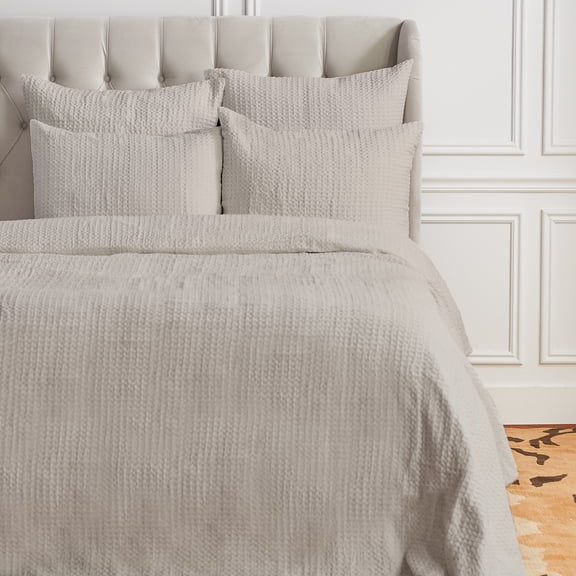 Waffle Pearl Grey Queen Coverlet
