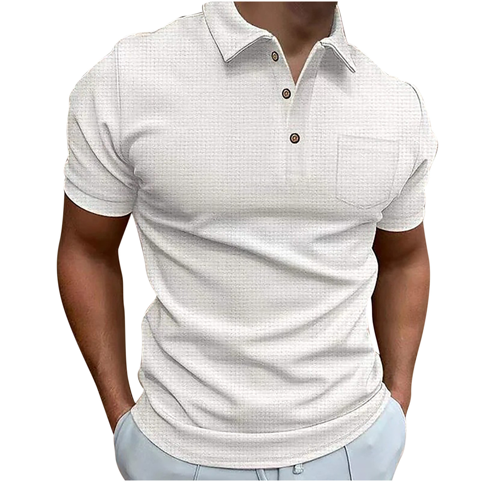 Waffle Polo Shirts for Mens Clearance Men's Slim Fit Short Sleeve T ...
