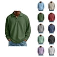 thumbnail image 1 of Waffle Polo Shirts for Men Fall Winter Long Sleeve Collared Relaxed Fit Casual Plain Work Shirts, 1 of 4