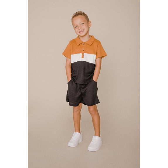 Waffle Polo tee & short set