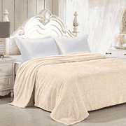 GPED Ultra Soft Throw Blanket, Queen Size Warm Cozy Blankets 260GSM for Couch Bed Chair, Breathable and Lightweight Blankets for All Seasons, Decor & Giftable Blanket, Beige