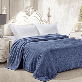 GPED Ultra Soft Throw Blanket, Queen Size Warm Cozy Blankets 260GSM for Couch Bed Chair, Breathable and Lightweight Blankets for All Seasons, Decor & Giftable Blanket, Blue