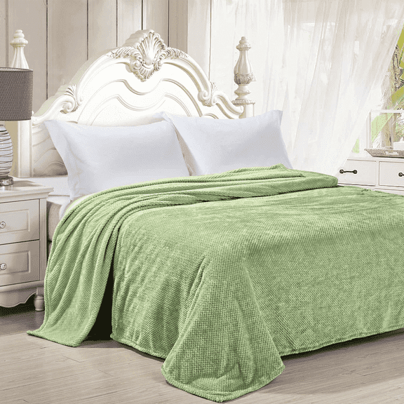GPED Ultra Soft Throw Blanket, Queen Size Warm Cozy Blankets 260GSM for Couch Bed Chair, Breathable and Lightweight Blankets for All Seasons, Decor & Giftable Blanket, Green