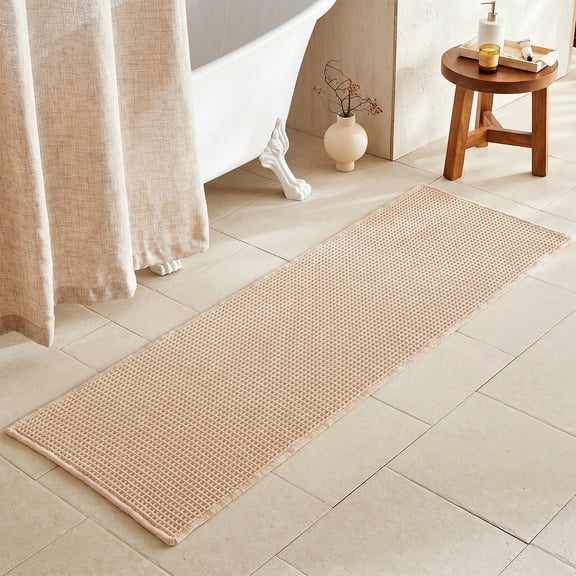 NUBILY Waffle Runner Rug 72"x24" Non-Slip, Super Absorbent, Quick Dry, Machine Washable for Bathroom, Kitchen, Entryway, Khaki